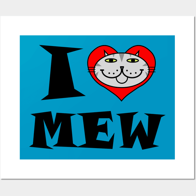 I Heart Cat - Grey Striped Kitty Wall Art by RawSunArt